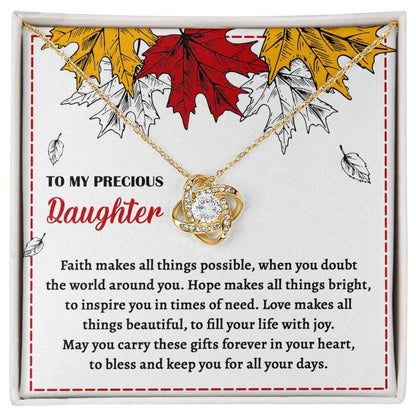 Daughter - Fill Your Life - Love Knot Pendant Necklace