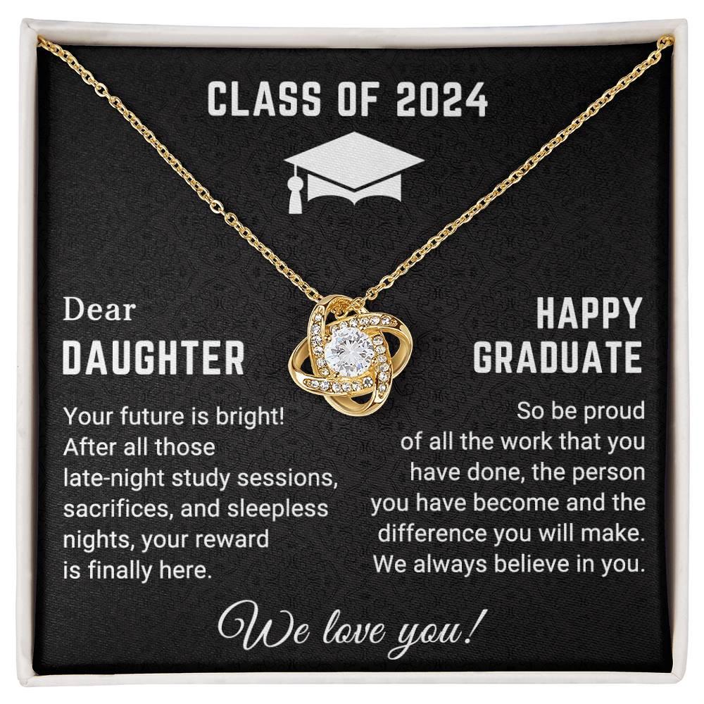 Dear Daughter Your Future is Bright Graduation Class of 2024 Love Knot Pendant Necklace