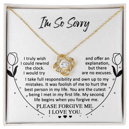 Apology Gift for Girlfriend, Wife, Soulmate - Sorry, My First Life - Love Knot Pendant Necklace