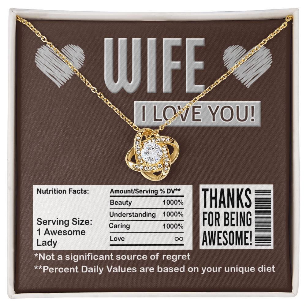 Gift for Wife - Nutrition Facts Love Knot Pendant Necklace