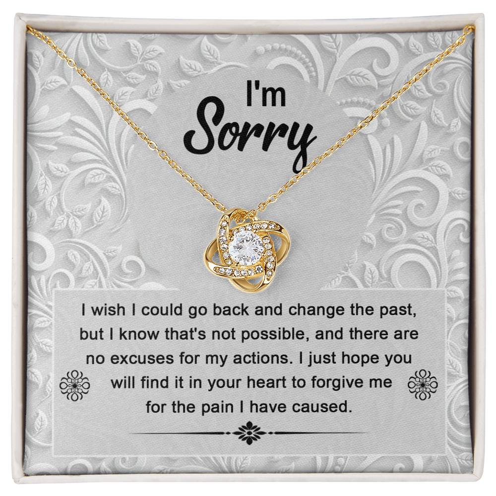 Apology Gift for Girlfriend, Wife, Soulmate - Sorry, Change The Past - Love Knot Pendant Necklace