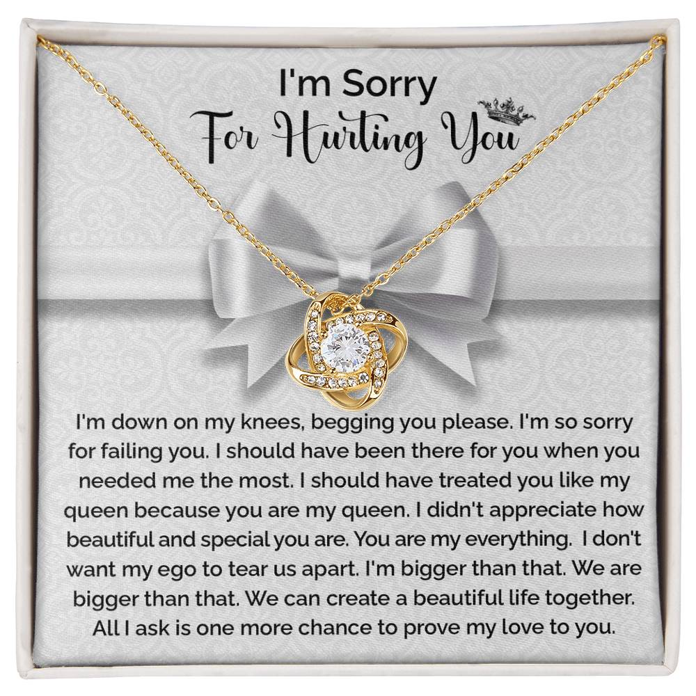 Apology Gift for Girlfriend, Wife, Soulmate - Sorry, My Queen - Love Knot Pendant Necklace