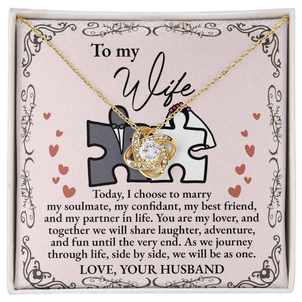 Wife Wedding Day Gift We Will Be As One Love Knot Pendant Necklace