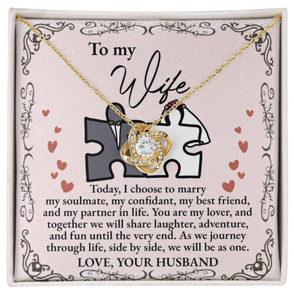 Wife Wedding Day Gift We Will Be As One Love Knot Pendant Necklace