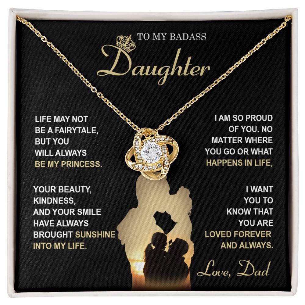 Daughter Wedding Day Gift - Be My Princess - Love Knot Pendant Necklace