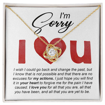 Gift for Girlfriend, Wife - Sorry, Change The Past - Love Knot Pendant Necklace