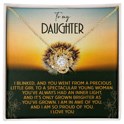 Daughter - Grown Brighter - Love Knot Pendant Necklace