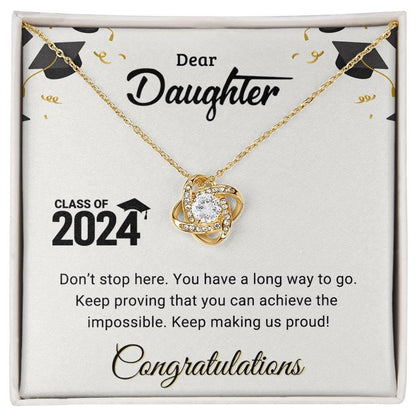 Daughter Graduation Class of 2024 Don't Stop Here Love Knot Pendant Necklace