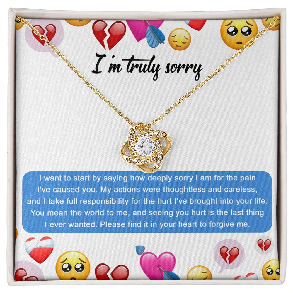 Apology Gift for Girlfriend, Wife, Soulmate - Sorry, How Deeply Sorry - Love Knot Pendant Necklace