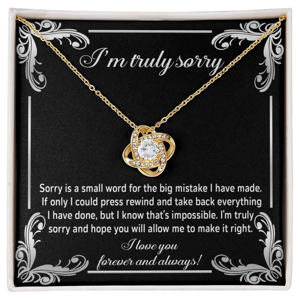 Gift for Girlfriend, Wife-Sorry, Make It Right-Love Knot Pendant Necklace