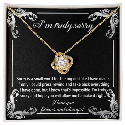 Gift for Girlfriend, Wife-Sorry, Make It Right-Love Knot Pendant Necklace