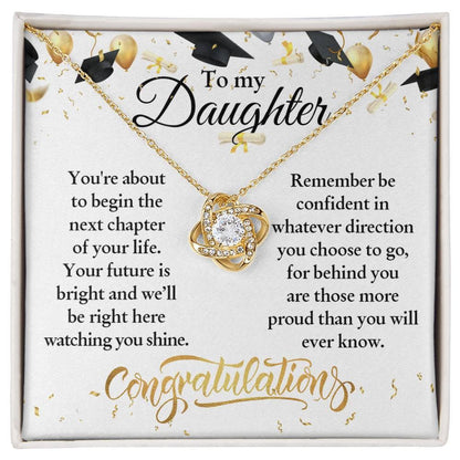 Daughter Congratulations on Your Graduation Your Future is Bright Love Knot Pendant Necklace