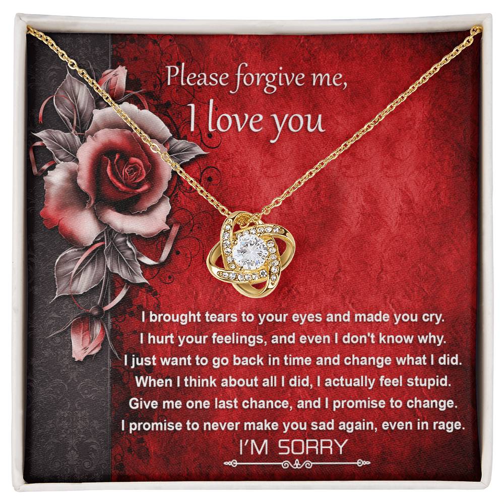 Apology Gift for Girlfriend, Wife, Soulmate - Sorry, One Last Chance - Love Knot Pendant Necklace