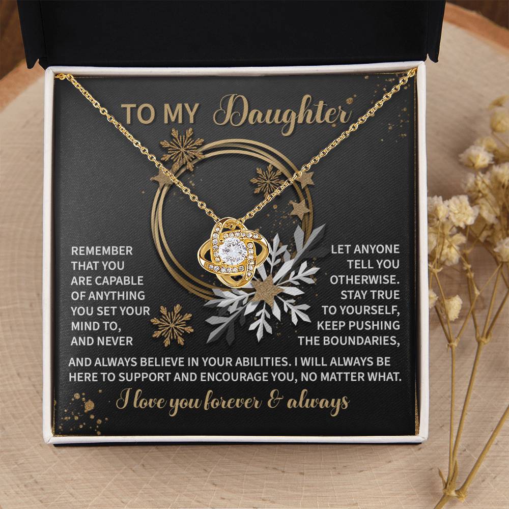 Gift for Daughter - Set Your Mind - Love Knot Pendant Necklace