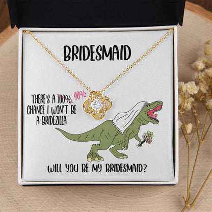 Bridesmaid Invitation Proposal Gift - Will You Be My Bridesmaid Love Knot Pendant Necklace Gift from Bridezilla