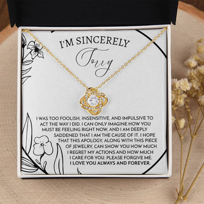 Apology Gift for Girlfriend, Wife, Soulmate -Sorry, Care For You - Love Knot Pendant Necklace