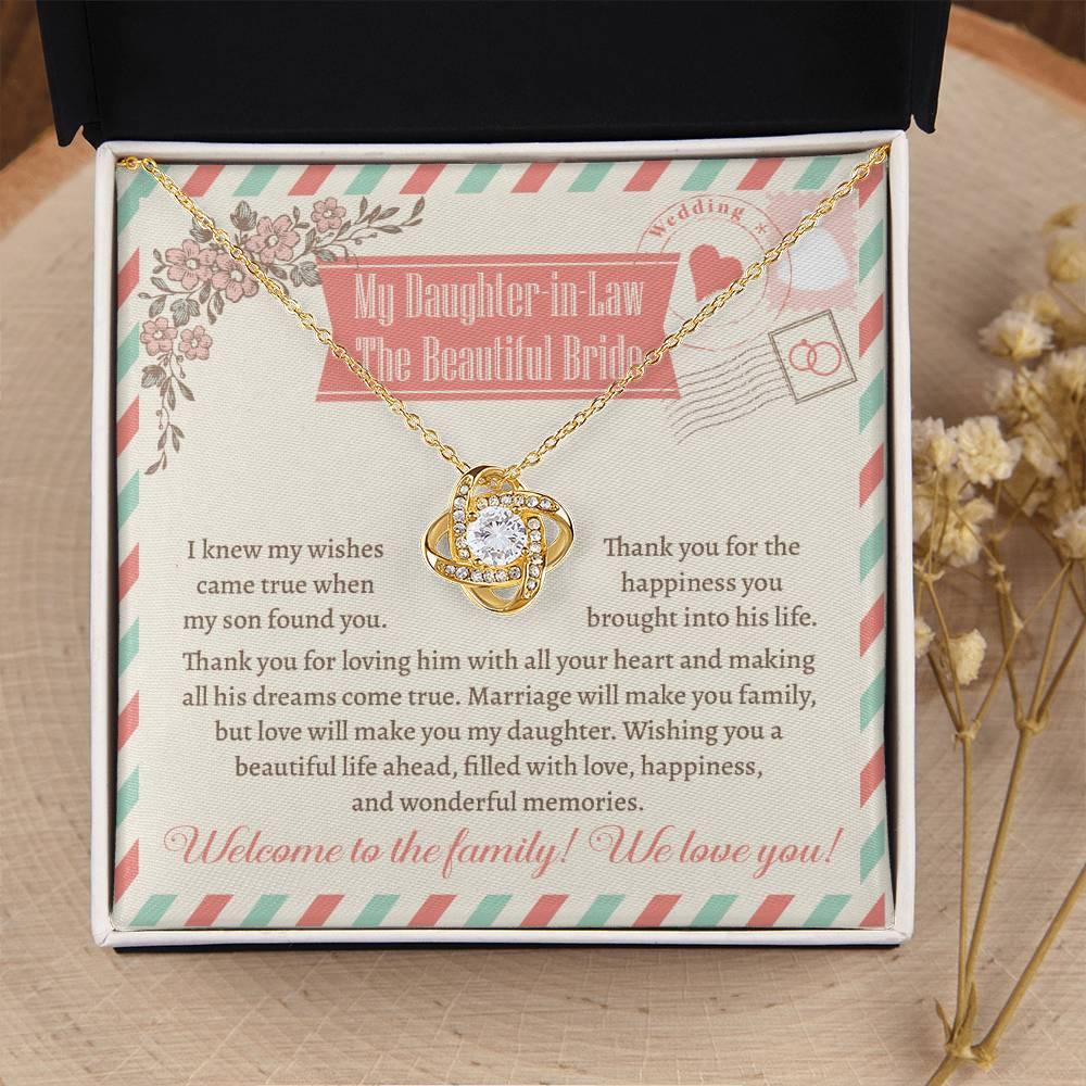 Daughter-In-Law Wedding Day Gift Welcome to the Family Love Knot Pendant Necklace