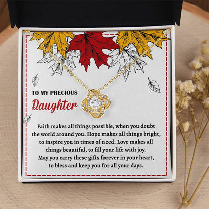 Daughter - Fill Your Life - Love Knot Pendant Necklace