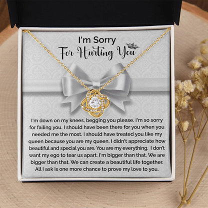 Apology Gift for Girlfriend, Wife, Soulmate - Sorry, My Queen - Love Knot Pendant Necklace