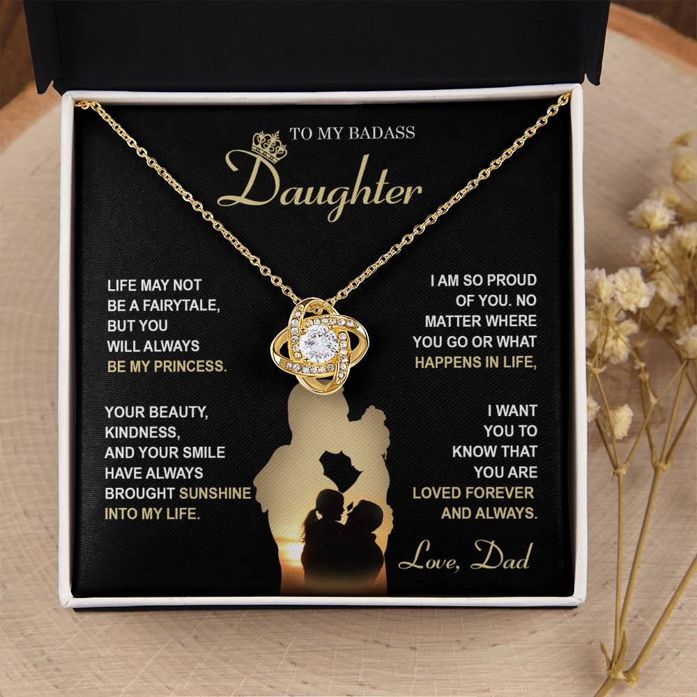 Daughter Wedding Day Gift - Be My Princess - Love Knot Pendant Necklace