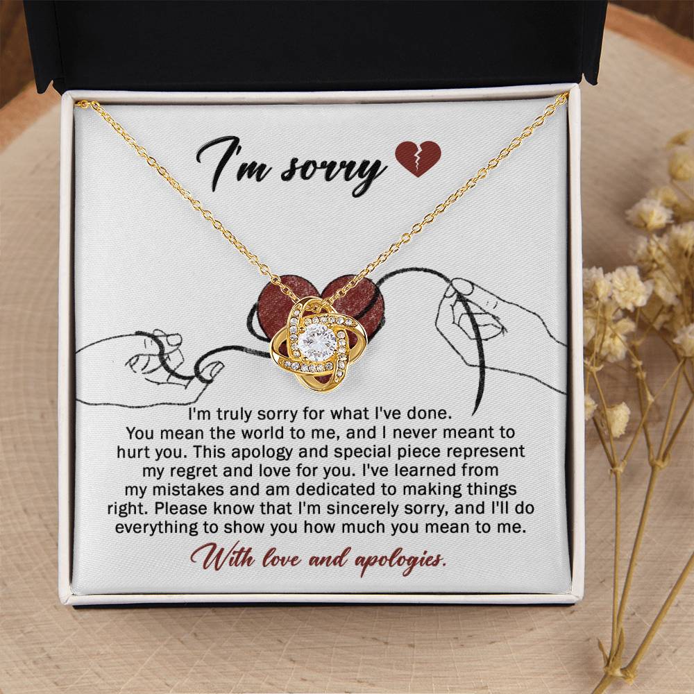 Apology Gift for Girlfriend, Wife, Soulmate - Sorry, Mean The World - Love Knot Pendant Necklace