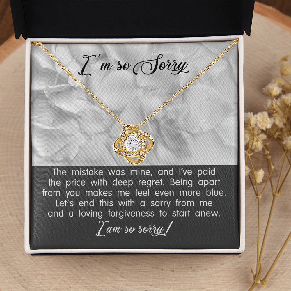 Apology Gift for Girlfriend, Wife, Soulmate - Sorry, With Deep Regret - Love Knot Pendant Necklace