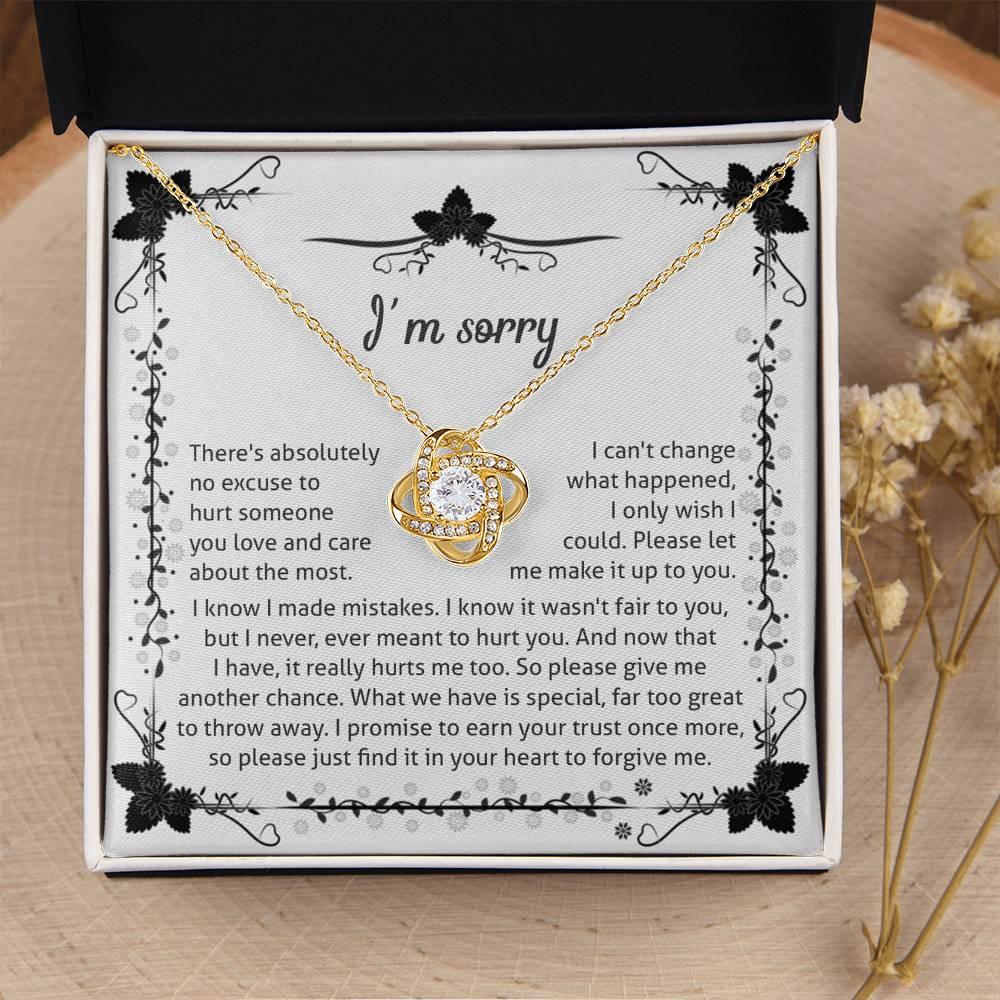 Apology - I'm Sorry, No Excuse, Another Chance - Love Knot Pendant Necklace