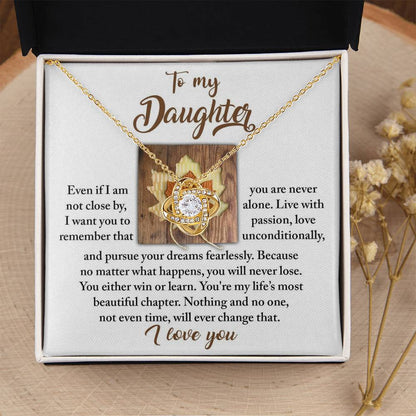 Gift for Daughter - Live With Passion - Love Knot Pendant Necklace