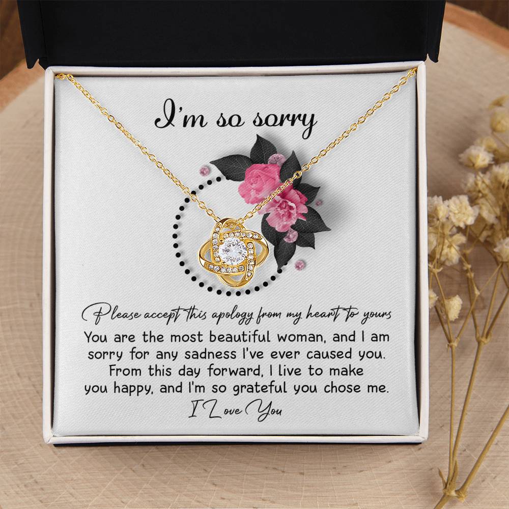 Apology Gift for Girlfriend, Wife, Soulmate - Sorry, Make You Happy - Love Knot Pendant Necklace