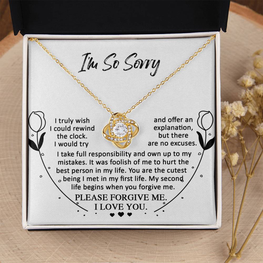 Apology Gift for Girlfriend, Wife, Soulmate - Sorry, My First Life - Love Knot Pendant Necklace