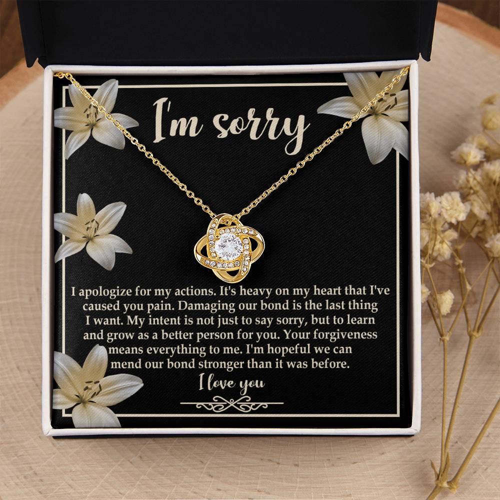 Apology Gift for Girlfriend, Wife, Soulmate - Sorry, The Last Thing - Love Knot Pendant Necklace