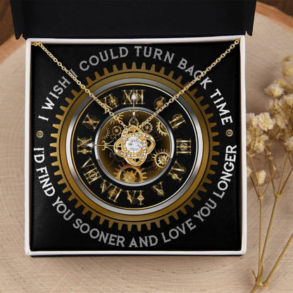 Wife Wedding Day. Anniversary, Birthday Gift - Turn Back Time - Love Knot Pendant Necklace