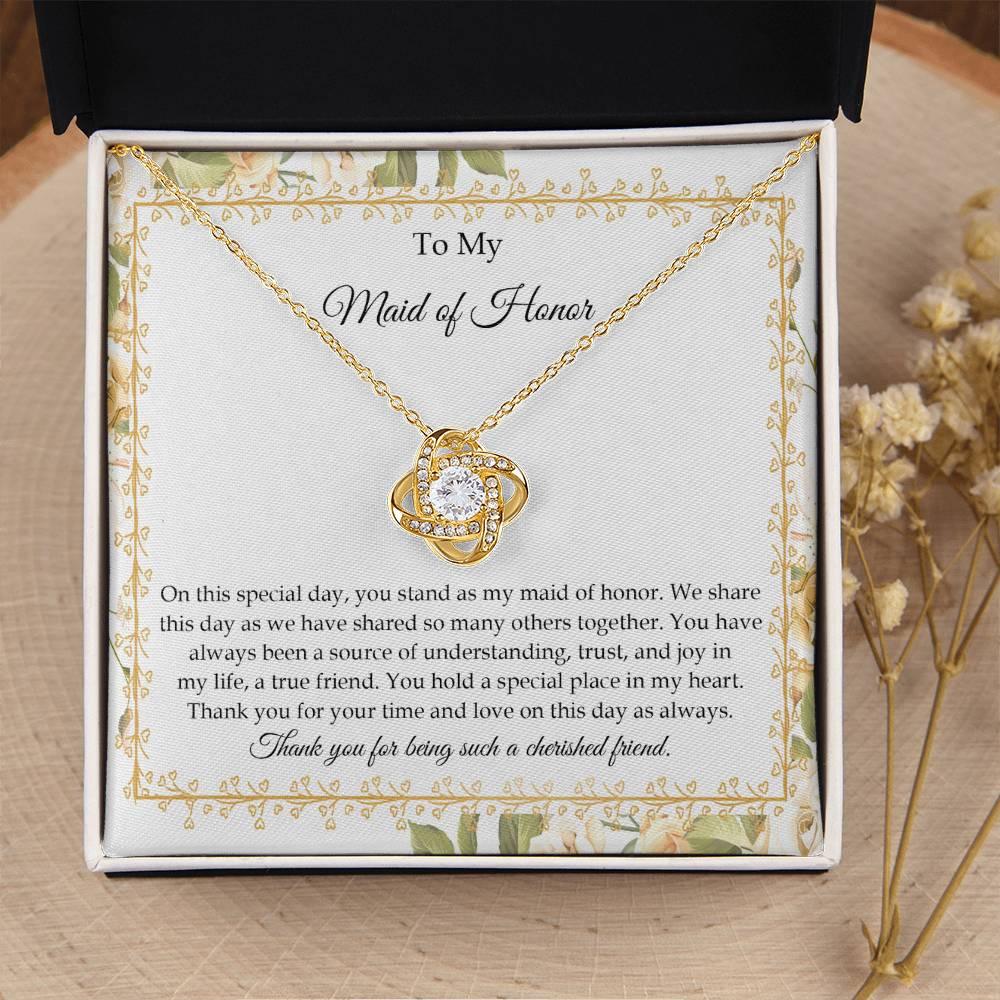 Maid of Honor Wedding Day Gift - Share This Day - Love Knot Pendant Necklace