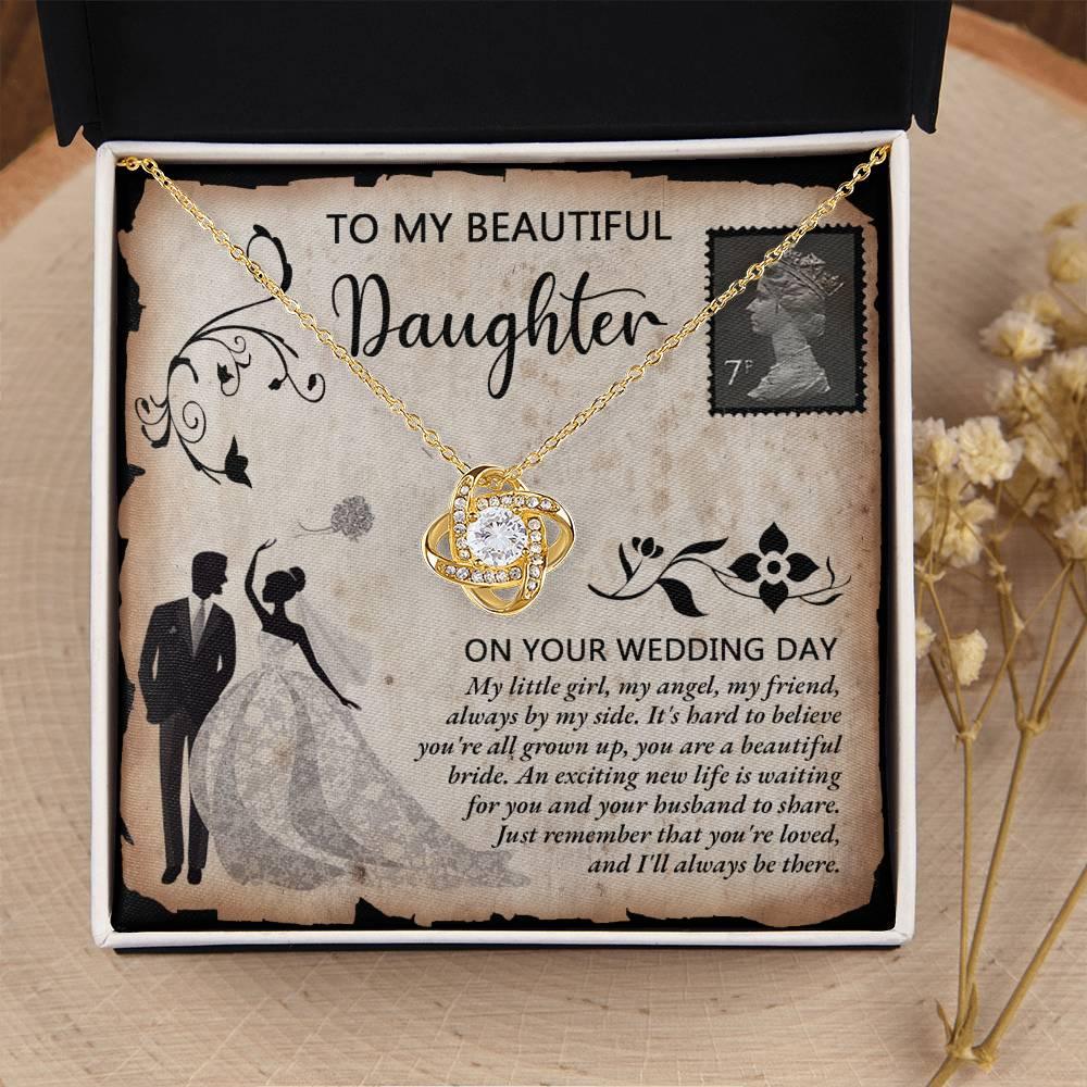 Daughter Wedding Day Gift Beautiful Bride Love Knot Pendant Necklace