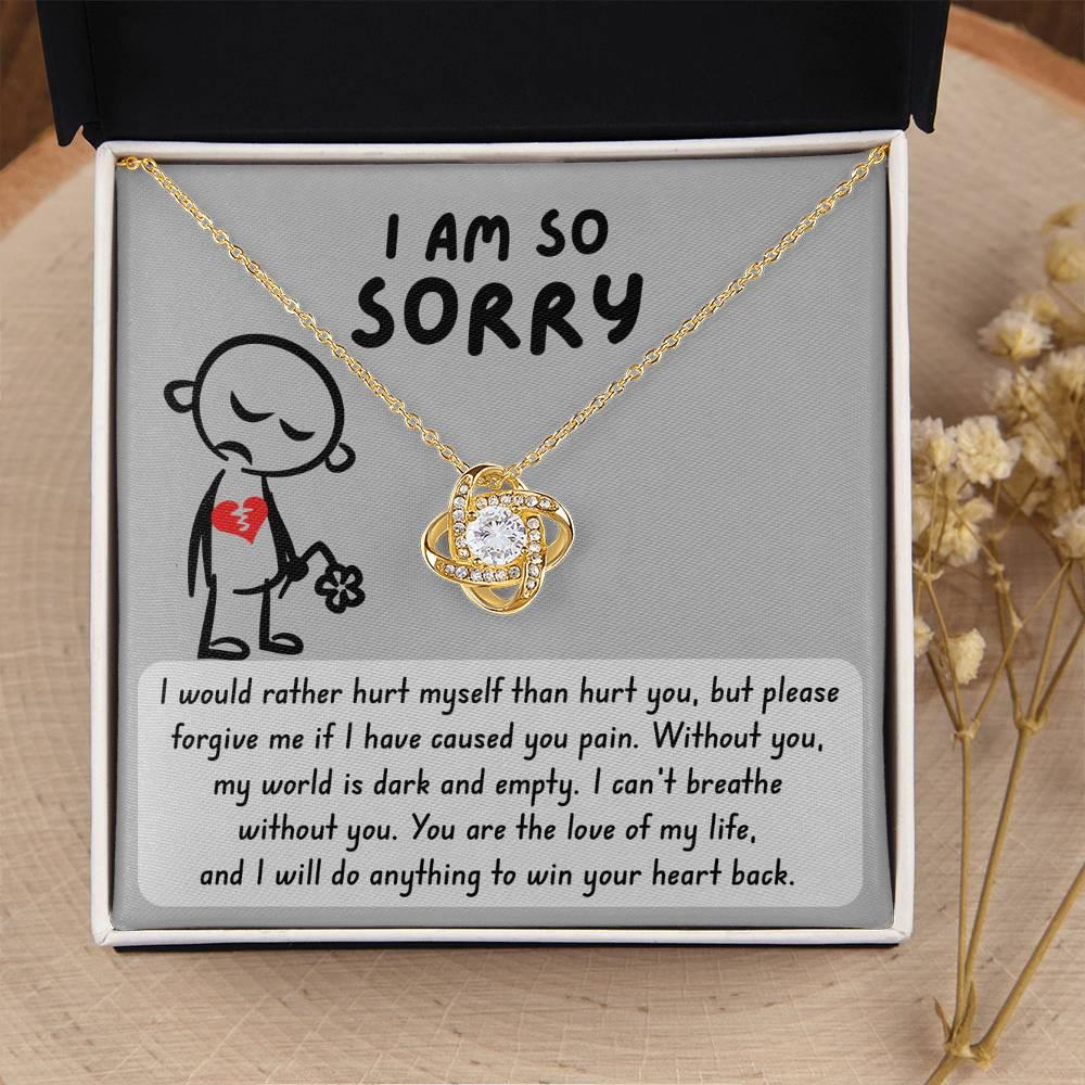 Apology Gift for Girlfriend, Wife, Soulmate - Sorry, Dark And Empty - Love Knot Pendant Necklace