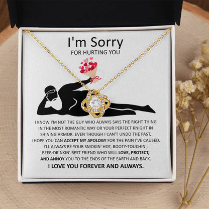 Apology Gift for Girlfriend, Wife, Soulmate - Sorry, The Most Romantic - Love Knot Pendant Necklace