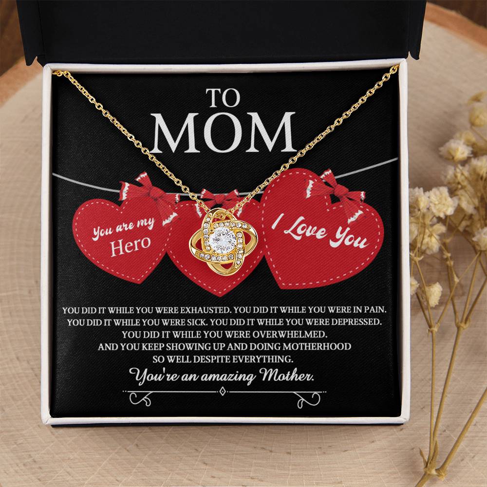 Gift for Mom You Are My Hero Love Knot Necklace
