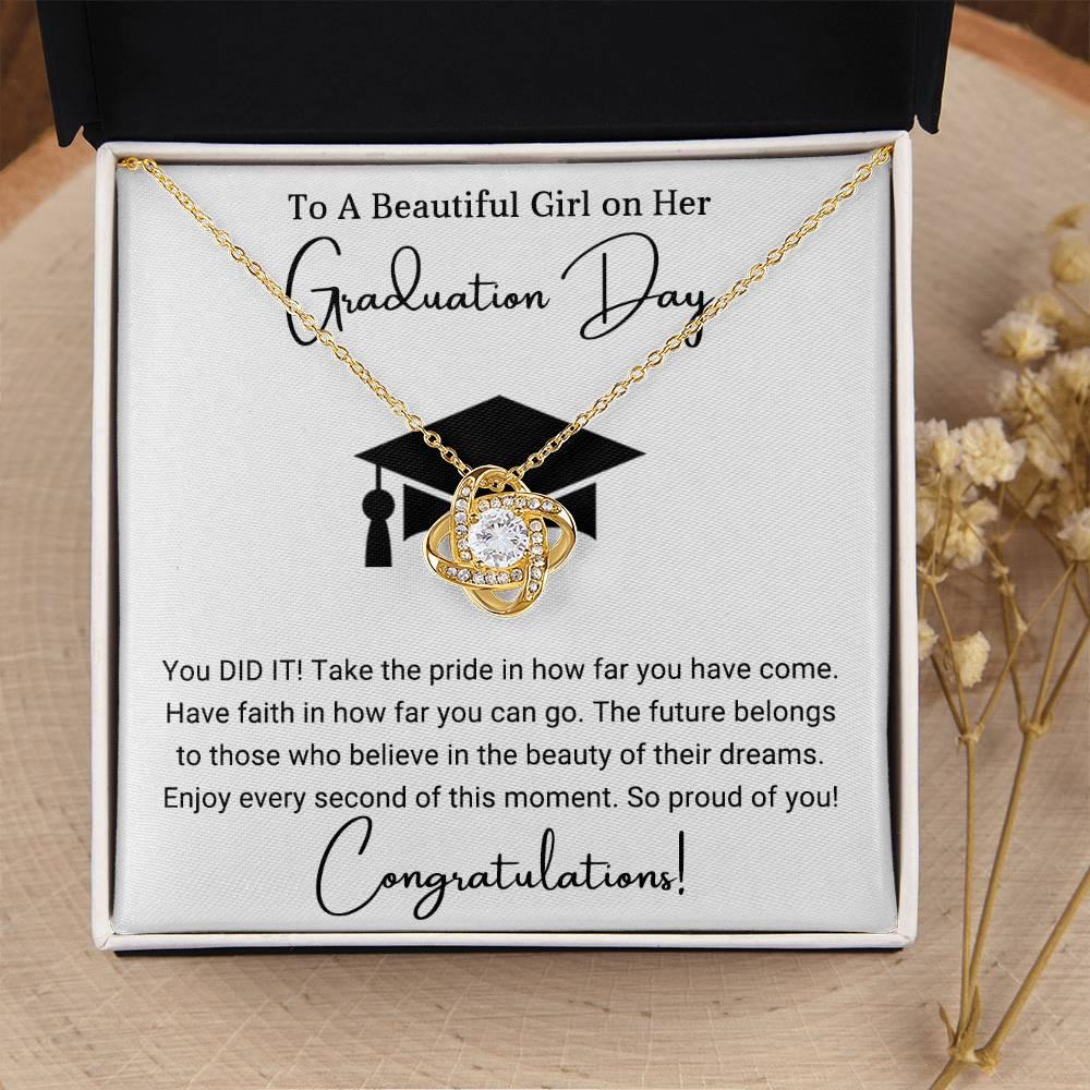 Graduation Gift For Her To A Beautiful Girl Congratulations Love Knot Pendant Necklace