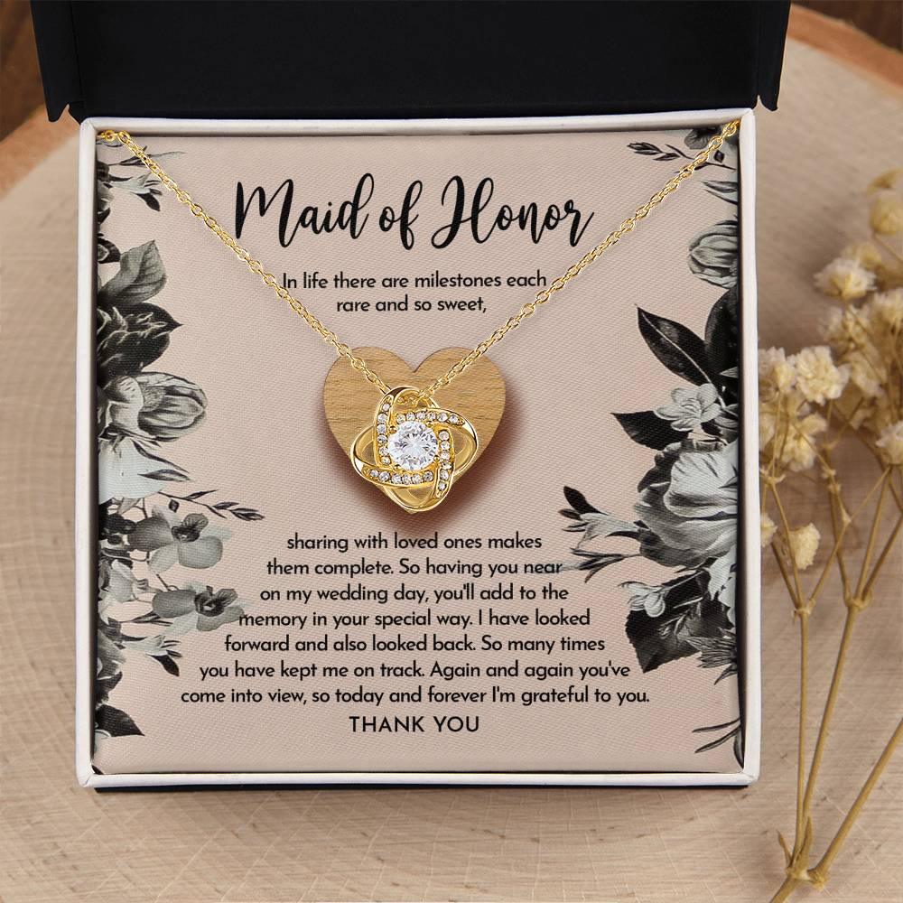 Maid of Honor Wedding Day Gift - My Wedding Day - Love Knot Pendant Necklace