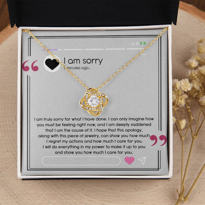 Gift for Girlfriend, Wife - Sorry, I Care For You - Love Knot Pendant Necklace