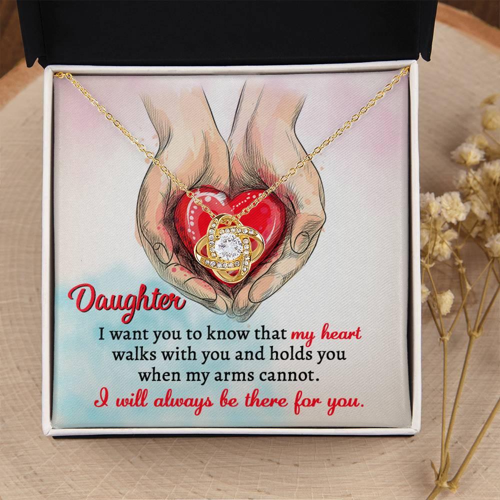 Gift for Daughter- I Will Always Be There Love Knot Pendant Necklace