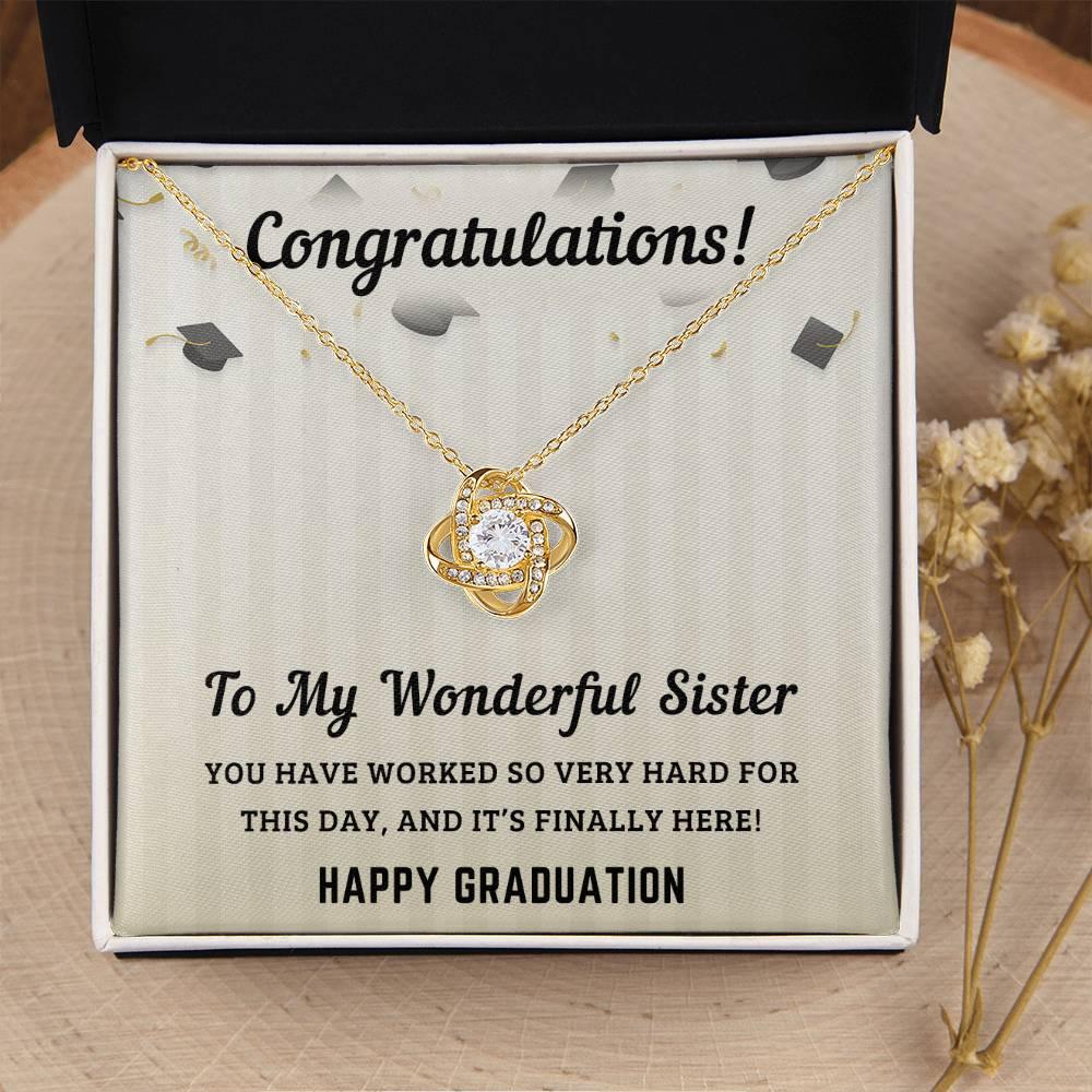 Sister Graduation Gift Congratulations You Have Worked So Hard Love Knot Pendant Necklace