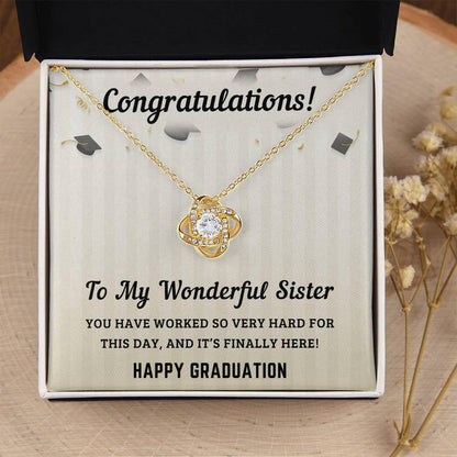 Sister Graduation Gift Congratulations You Have Worked So Hard Love Knot Pendant Necklace