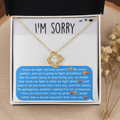 Apology Gift for Girlfriend, Wife, Soulmate - Sorry, Stupid Argument - Love Knot Pendant Necklace