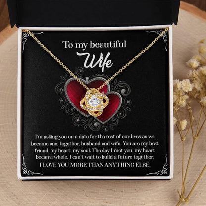 To My Beautiful Wife - My Heart Became Whole Love Knot Pendant Necklace