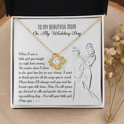 Gift for Mom Wedding Day Gift Always Your Little Girl Love Knot Pendant Necklace