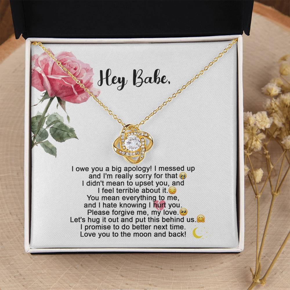 Apology Gift - I'm Sorry, Please Forgive Me, Let's Hug It Out - Love Knot Pendant Necklace