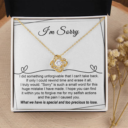 Gift for Girlfriend, Wife - Sorry, Breaking My Heart - Love Knot Pendant Necklace