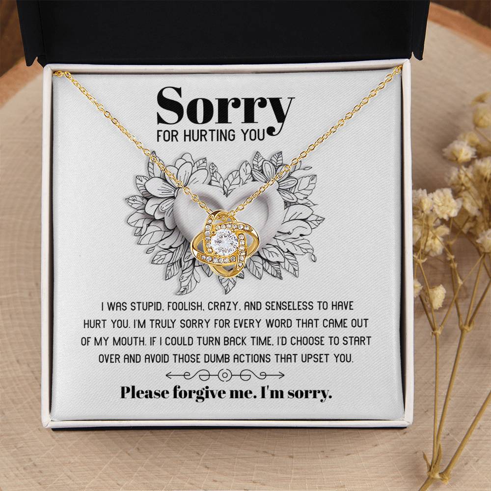 Apology Gift for Girlfriend, Wife, Soulmate-Sorry, Turn Back Time - Love Knot Pendant Necklace