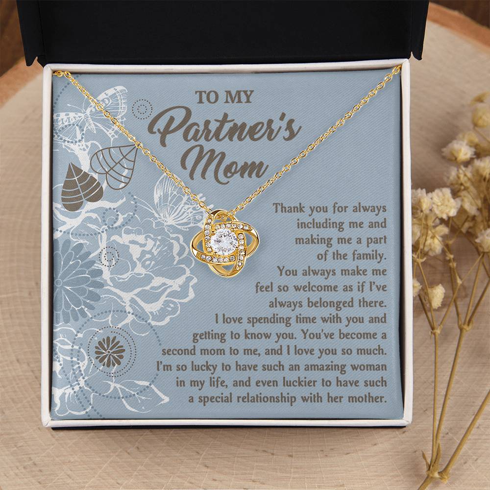 To My Partner's Mom You Make Me Feel Welcomed Love Knot Pendant Necklace